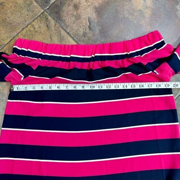 Vine & Love Color Block Stripe Off The Shoulder Blouse Medium - Picture 3 of 7